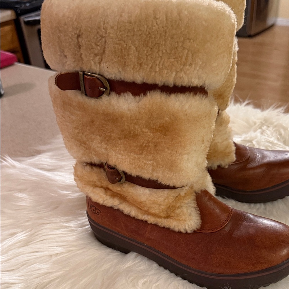 UGG Tan and Brown Shearling Boots
